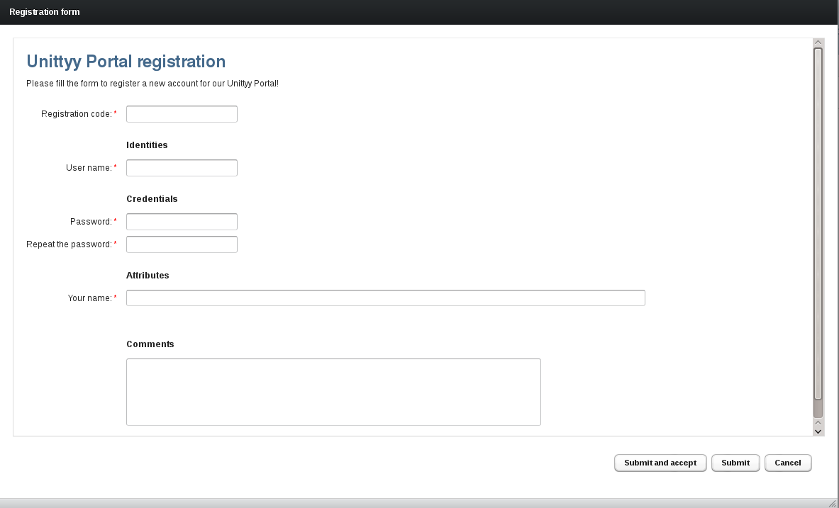 Filling of a registration form in Unity